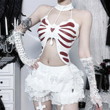 Pbong  Summer American Sexy Gothic Backless Camisole Vest Women Y2K Butterfly Skull Aesthetic Mini Camisole Harajuku 2000s Streetwear