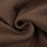 Brown V-Neck Knitted Wrap Ruched Dress