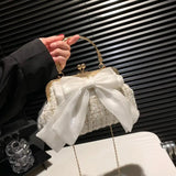 French Retro Temperament Commuting Bow Cute Wedding Party Banquet One Shoulder Armpit Crossbody Handbag