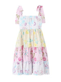 Pbong  Floral Printted Sexy Mini Dresse Bohemian Summer Elegant Bandage Ruffles Backless Women Vocation Casual Ladies Dress