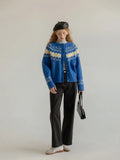 Vintage Y2k Tops Contrast Color Cardigan Loose Womens Clothing Autumn O Neck Sweater Korean Fashion Sueters De Mujer