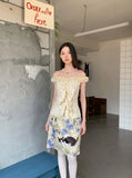 Cat And Floral Print Summer Skirt For Woman 2025 Knee Length Cute Skirt Designer Woman Bottoms Fashion Clothing