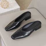 Square Toe Women Slippers Mid Heels Fashion Shoes Heeled Sandals Designer Chunky Dress Slides Walking Comfort Sandalias Mujer