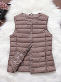 90% Ultra Light White Duck Down Women Vest Thin Coat Women Duck Down Sleeveless Jacket V Collar Or O Collar Coat