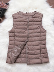 90% Ultra Light White Duck Down Women Vest Thin Coat Women Duck Down Sleeveless Jacket V Collar Or O Collar Coat