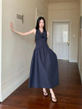 Lace Pathwork Sleeveless Long Modest Dress Summer 2025 Party Evening Dress 2025 V Neck Tunics A Line Midi Dress Clothes
