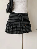 Pbong  2000s Harajuku Hot Girl Striped Slim Mini Skirts Y2k American Vintage Summer Short Party Skirts Subculture Sweet Casual Skirts