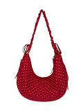 Pbong  Korean Pleated Drawstring Horn Bags New Large Capacity Single Shoulder Crossbody Versatile Tote Bag for Commuting