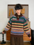 Vintage Print Harajuku Sweaters Women Loose Casual Knitted Pullover Lazy Wind Retro Female Preppy Style Long Sleeve Jumper Tops