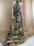 Renaissance Oil Painting Long Luxury Dresses 2025 Vintage Sleeveless Backless A Line Evening Maxi Dress Woman Clothing