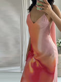 Pbong  Sexy Gradient Printed Scarf  Sling Long Dress Women Sleeveless Backless Female Evening Dress Summer Party Vacation Lady