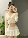 White Mini Skirts Y2k Clothes Cute White Lace Skirts Korean Style Embroidery Skirts For Women Black Mini Skirts High Waisted