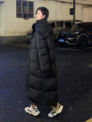 New Solid Color Long Straight Winter Coat Casual Women Parkas Clothes Hooded Stylish Winter Jacket Female Outerwear