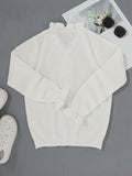 Ladies' autumn and winter fashionable solid color V-neck long sleeved knitted sweater