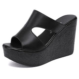 High Heel Wedges Sandals For Women  Summer New Platform Fashion Footwear Red Black White Large Size Sandals