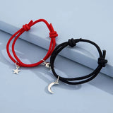 2Pcs Fashion Star Moon Magnetic Pendant Couple Bracelets for Women Handmade Rope Chain Bracelet Friendship Minimalist Jewelry