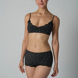 Pbong  Europe American Simple Pink Light Thin Lace Strap Tank Top Flat Corner Lace Underwear for Women Comfortable Stretchy Short Sets