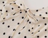 French Retro Polka Dot Print Long Dress Sweet Chic V-neck Summer Women Dress Short Sleeve High Waist Elegant Lady Dresses 2025
