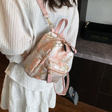Pbong  Women's Mini Back Packs Y2K New Trend Korean Fashion Cute Backpack Lady Pu Backpacks