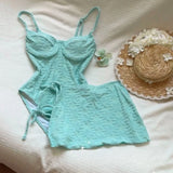 Pbong  Y2k Harajuku Bikini Sweet 2 Piece Elegant Solid Slim Swimsuit 2000s Swimwear Vintage Beachwear Beach Party Style Swimsuit Women