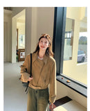 Retro Biker Faux Suede Jacket Women Fall Casual Long Sleeve Slim Short Coat Streetwear American Hip Hop Harajuku Tops New