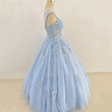 Blue Elegant Evening Dress New Banquet One Shoulder Vocal Art Exam Performance Host Adult Pongsa Dress Customization