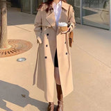 Spring Woman Long Trench Coat Fashion Korean Streetwear Loose Cloak Casual Elegant Khaki Black Women's Windbreaker Coat New