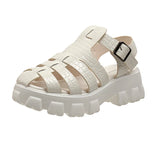 Pbong  Luxury New Thick Sole Sandals Women Wrap Toe Hollow Outs Roman Sandalias Women Casual Beach Shoes Summer Platform Sandals Woman