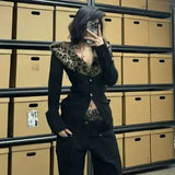 Fahion High Street Euramerican Autumn Winter Coats Y2k Aesthetic Spliced Knitted Punk Women Clothing Harajuku Japan Pullovers