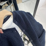 Pbong  Women's Lamb Wool Cardigan Sweatshirt Solid Color Thick Fleece-Lined Niche Ballpark Jacket Autumn/Winter Japanese Style Student