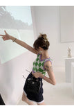 Pbong  Checkerboard Knit Tank Top for Women Contrast Color Crew Neck Sleeveless Crop Sweater Vest Teengirl 90s Y2K Spring Summer Outfit
