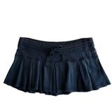 American Fashion High Street Thin Casual Skirts Y2k Aesthetic Lace Up Waist Letter Print Pleated Jupe Harajuku All Match Skirts