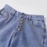 Pbong  y2k Denim Pants Fashion Women Clothes Solid Color High Waist Wide Leg Loose Fit Ripped Jeans Casual Trousers Streetwear