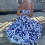 Pbong  Amazon Best Selling New Style Printing Tank Skirt Set Large Movement Dress 2-Piece Set Fashionable Independent Station