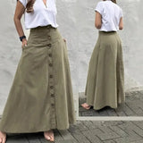 Elegant French High Street Long Skirt Y2k Aesthetic Front Single Breasted Design A-line Temperament Jupe New Harajuku Punk Skirt