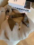 Leather Collar Knit Sweater Fashion Double Zipper Cardigan Women's Autumn/Winter New Soft Vintage Long Sleeve Streetwear