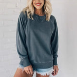 Pbong  Sweatshirt Ladies Clothes Round Neck Autumn Winter New Pullover Women's Pocket Rib Decoration Long Sleeve New
