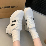 Pbong  Women's Lightweight Sports Shoes New Trendy Versatile Casual Thick-Soled Comfortable Sneakers for Women White Shoes
