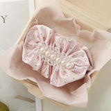 Korean Black Polka Dot Pearl Hair Clip For Women Girls Elegant Satin Banana Clip Ponytail Clip Barrette Hair Accessories