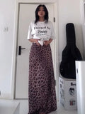 Leopard Print Long Skirt Women Summer Vintage Sexy High Waist Slim Elegant Trumpet Skirt Female High Street Chic
