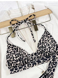 Halter String Leopard Two Piece Bikini Swimsuit Women Sexy Swimwear Female Bather Bathing Swimming Swim Suit Beachwear