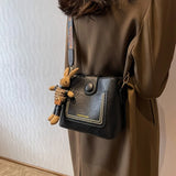 Pbong  Vintage Women Faux Leather Crossbody Bag with Wide Printed Strap Unny Charm, Retro Shoulder Purse for Women Daily Commute Use
