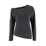 Pbong  New Autumn Women Solid Color Sexy Spicy Girl Slanted Neck Off Shoulder Pullover Regular T-Shirt Fashion Top for Women