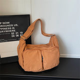 Pbong  Women's large capacity Canvas Multi-pocket Shoulder Bag Casual Practical Aesthetic Daily Commute Crossbody Bag Handbags