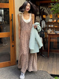 Pbong  Sexy Leopard Print Strapl Dr Women's Summer New Korean Version Retro Personali Design Bal Long Skirt