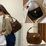 High Quality Small Square Bag Korean Fashion Designer Vintage Genuine Leather Shoulder Crossbody Handbags Women Commuter Bolsos