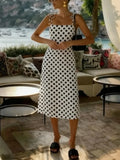 Pbong  White Loose Spliced Printing Dress for Women Square Collar Sleeveless French Vacation Dresses Female Summer Fashion