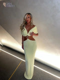 Women Elegant Strapless Hollow Waist Maxi Dress Fashion Backless Pleated Bodycon Long Robes New Sexy Party Clubwear