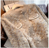 Autumn And Winter 2025 Elegant Korean Version Women Knitted Cardigan Sweater Coat Temperament Versatile Female Sweater Jacket