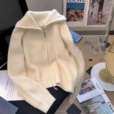 Autumn Winter New knitted Cardigan Sweater Women Fashion Long-Sleeved Zipper High Neck Coat Female Loose Sweater Ladies Tops